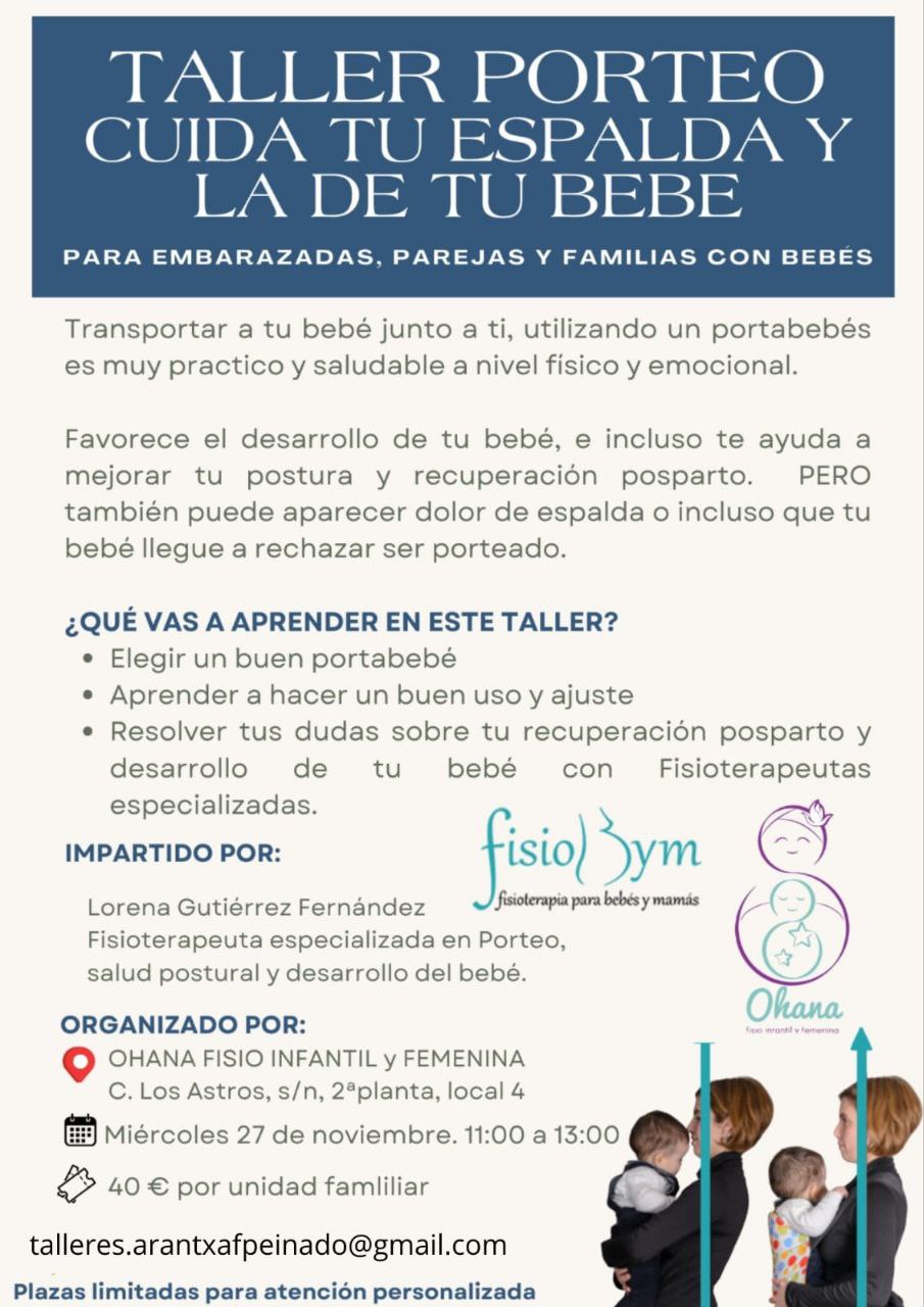 Taller Presencial de Porteo «CUIDA TU ESPALDA Y LA DE TU BEBE»